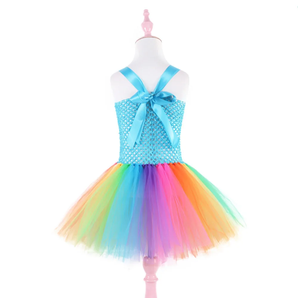 Цветочное платье-пачка для девочек с единорогом Пастельное Радужное платье