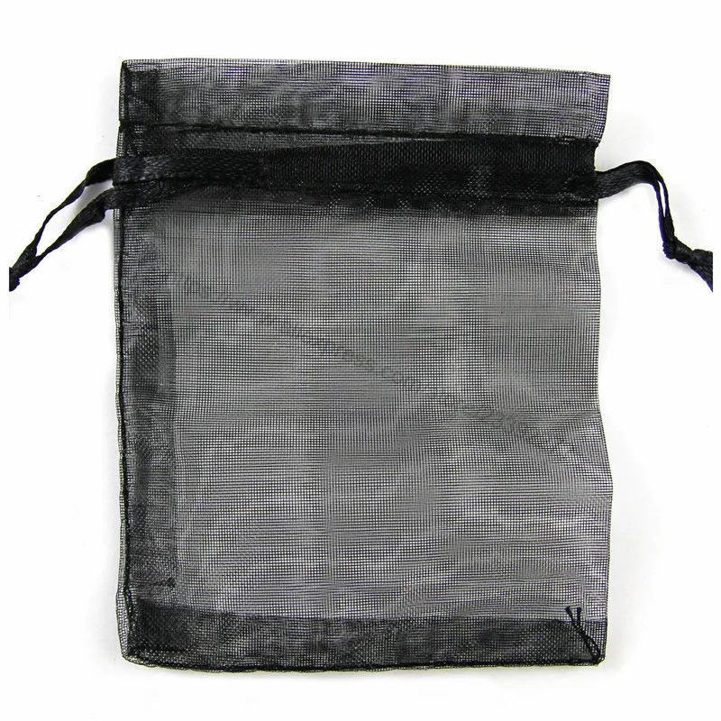 black 50 шт. подарочные сумки из органзы 15x20 17x23 20x30 25x35 30x40 см, упаковочные сумки для ювелирных изделий, свадебные украшения, вечерние сумки на завязках, сумки 7Z - Цвет: black