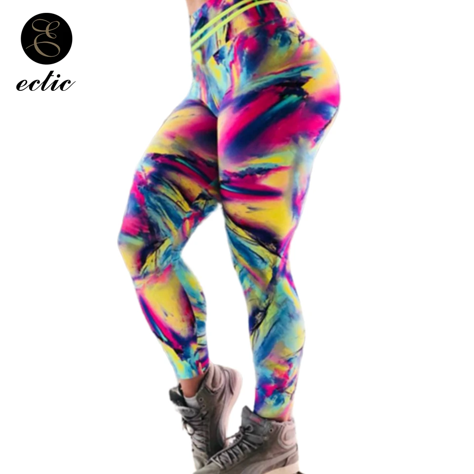 Tie Dye леггинсы картина маслом Высокая Талия животик Управление прикладом подъема