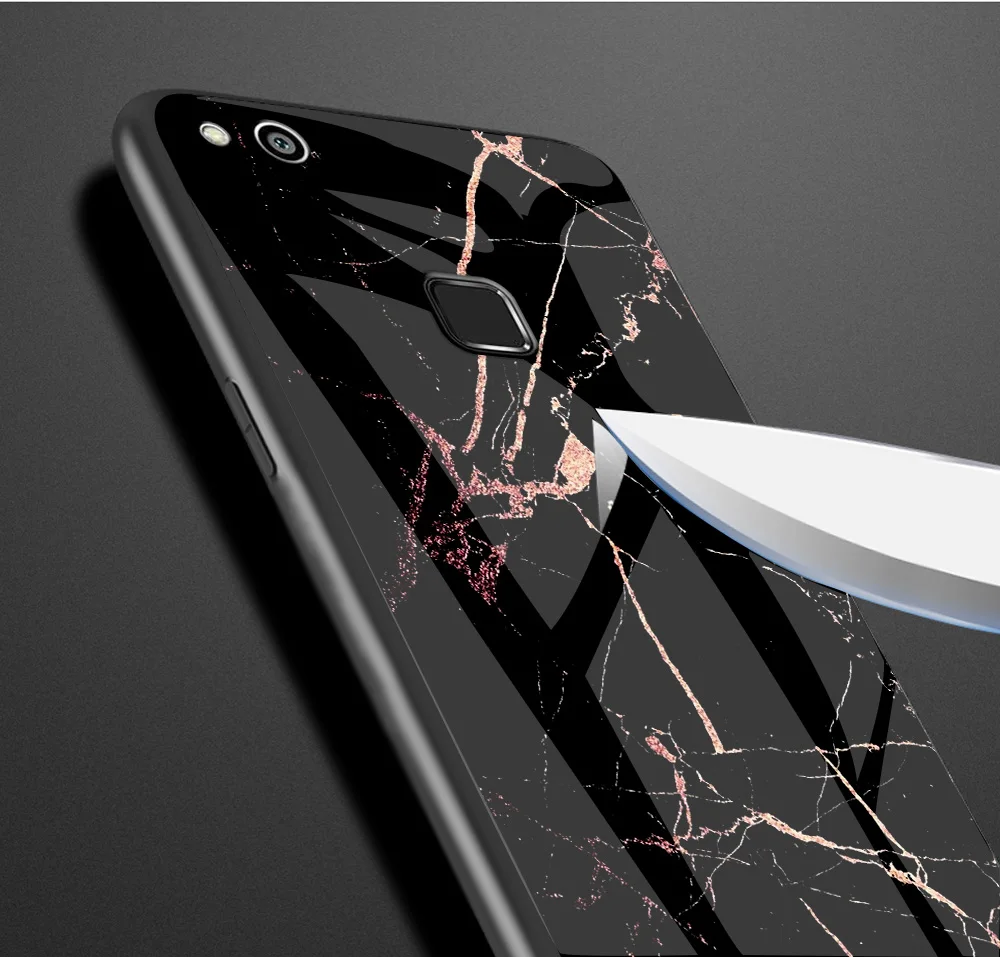Мраморный жесткий чехол из закаленного стекла для huawei P10 Lite, роскошный градиентный защитный чехол на заднюю панель huawei P10 P9 Plus, чехол для телефона, чехол