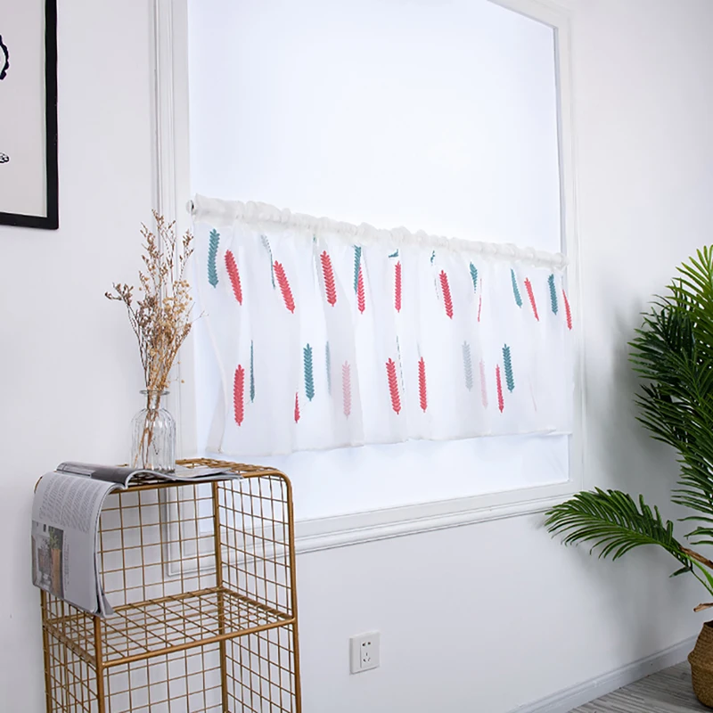 Вышитые пшеничные Короткие шторы Valance Pelmet вуаль занавески для гостиной кухни