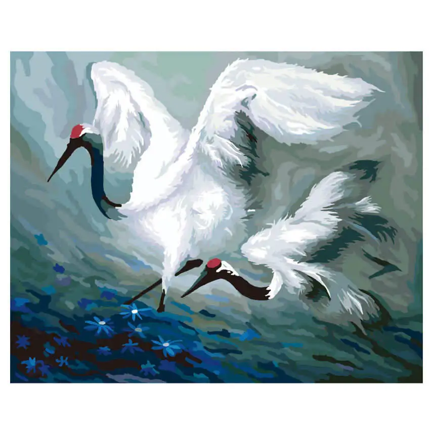 crane painting 11 Раскраска по номерам, краска по номерам, картина, собака, живопись, каллиграфия - Цвет: crane painting 11