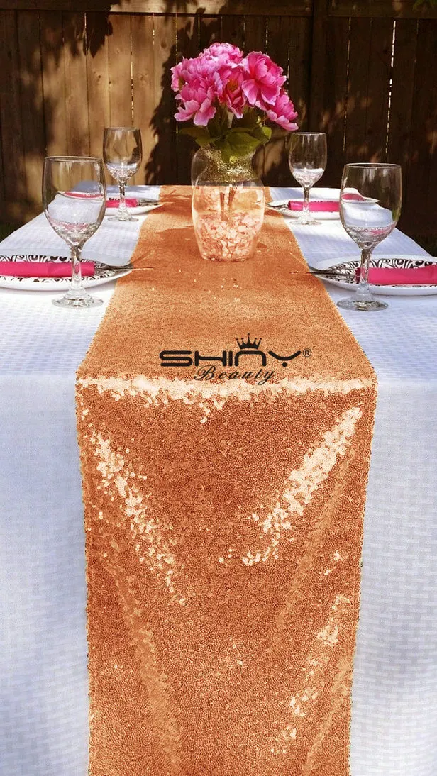 Shinybeauty настольная дорожка с пайетками из розового золота 12x120 дюймов блестками