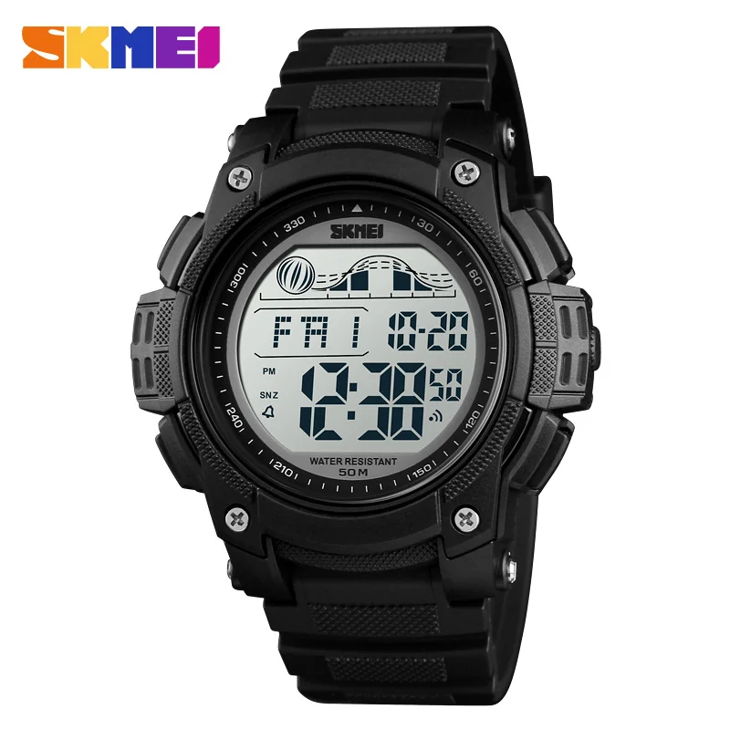 Black Watch SKMEI уличные спортивные часы мужские водонепроницаемые 5 бар светодиодный дисплей часы будильник Chrono цифровые часы reloj hombre 1372 - Цвет: Black Watch