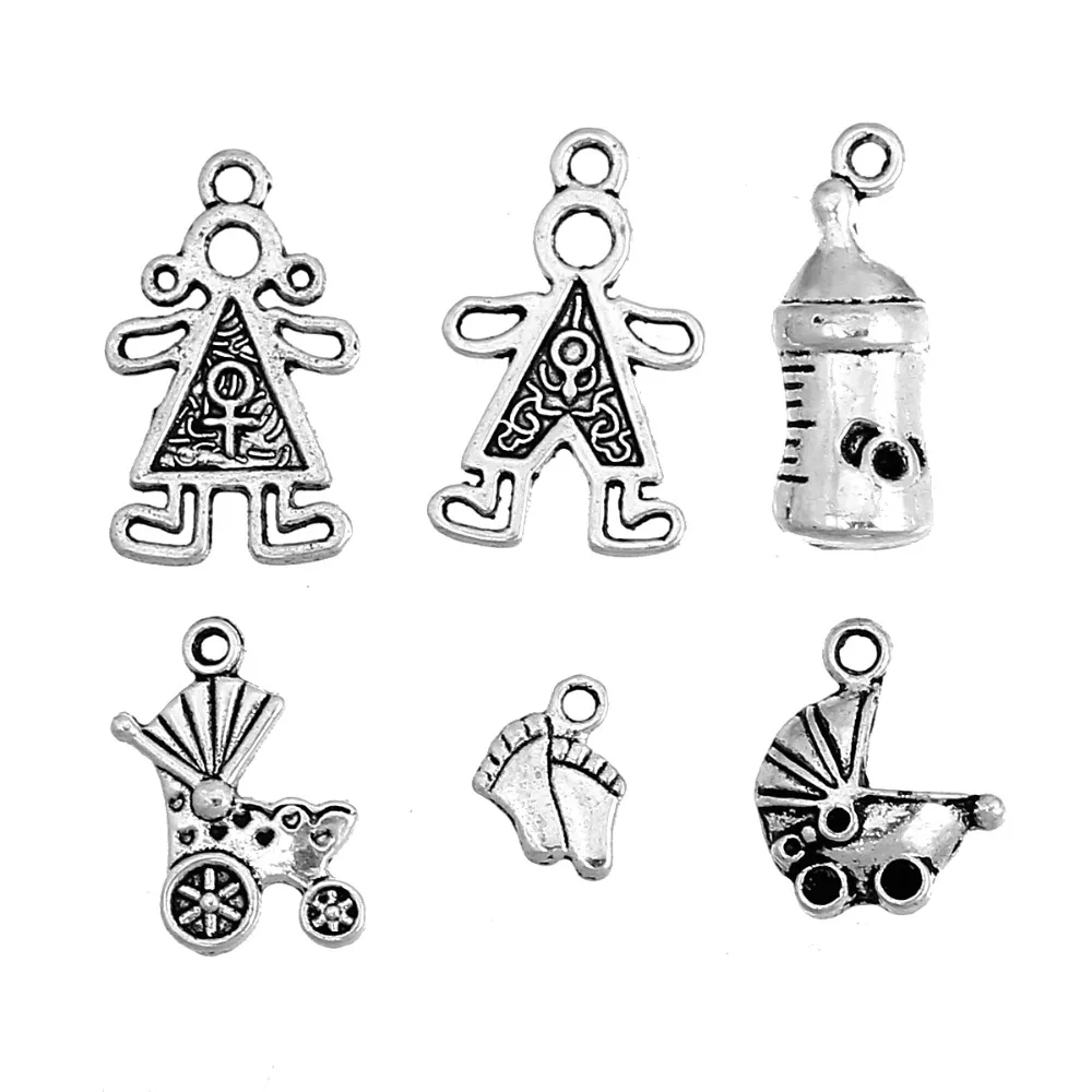 Милые детские Подвески Doreen Box 30 смешанных серебряных цветов (B08081)|baby pendant|pendant mixmixed