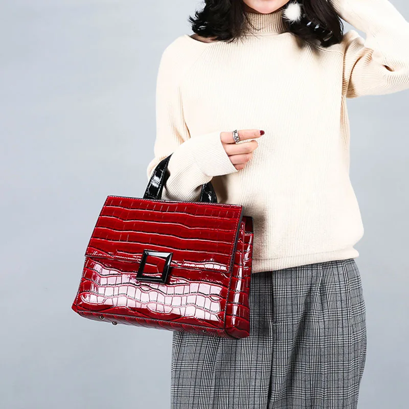 Большая Компьютерная сумка из кожи аллигатора фиолетового цвета роскошные