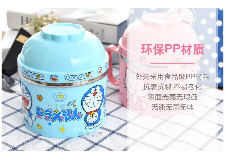 Hello kitty обеденные миски 3 слоя Дети милый Jingle Cat KT миска риса с крышкой из нержавеющей стали смешивания суп лапши миска
