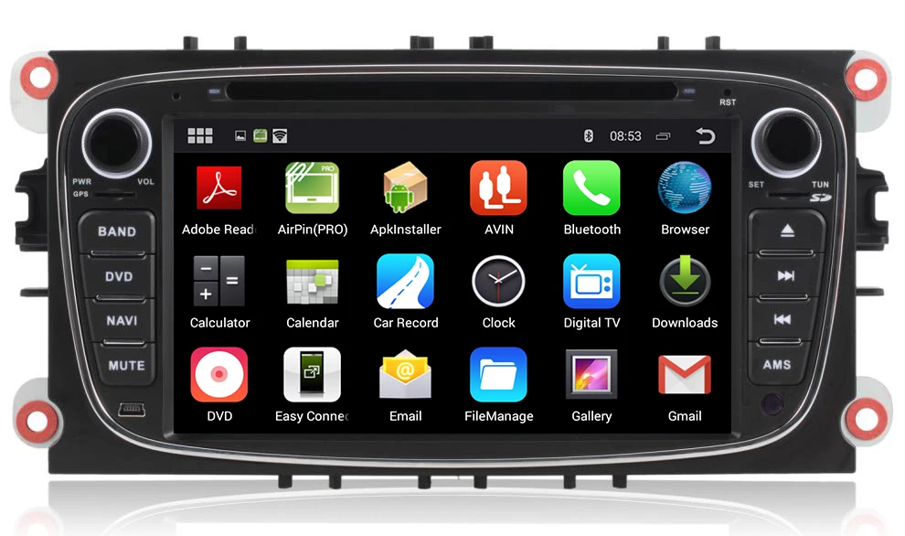Четырехъядерный 1024*600 2 Din Android 5.1.1 автомобильный DVD GPS навигатор для Ford Mondeo S-Max Cmax Focus