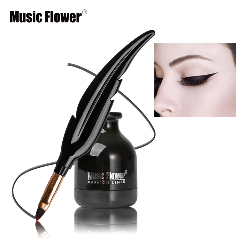 Music Flower Air подводка-кушон для век Водонепроницаемый 24H стойкий жидкий карандаш для глаз натуральный мягкий шелковистый Ультра черный набор инструментов