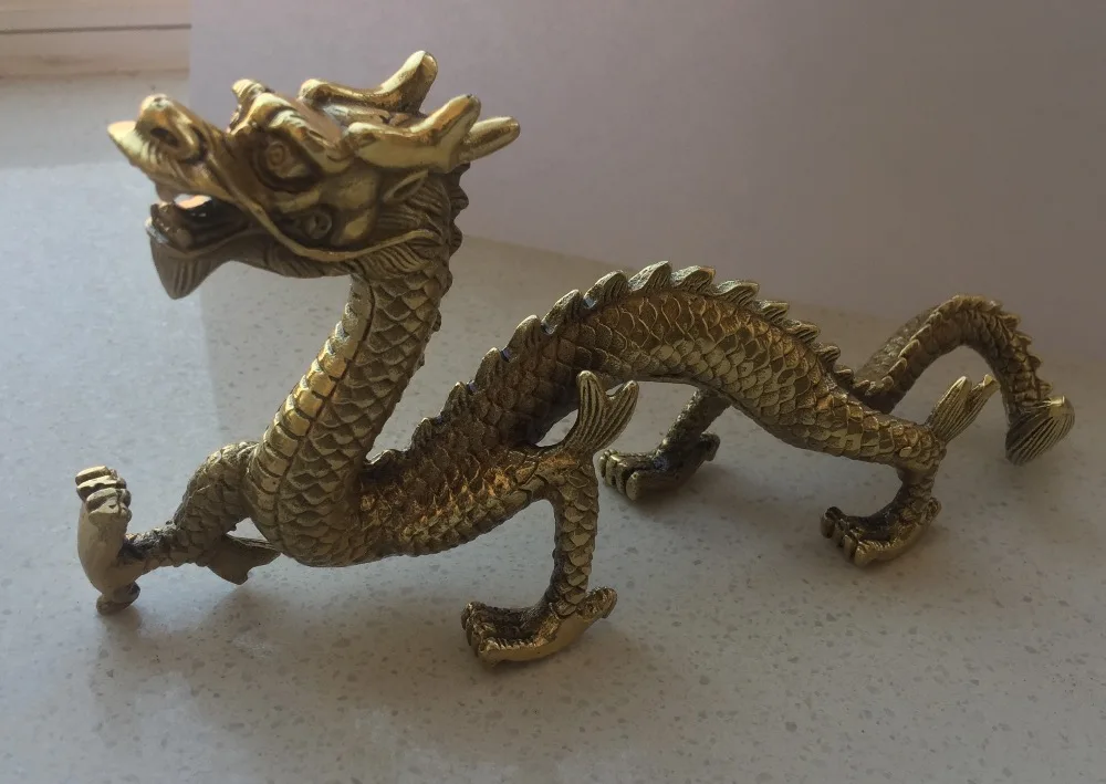 Китайский латунный вырезанный на удачу Статуя Дракона/Китайский дракон