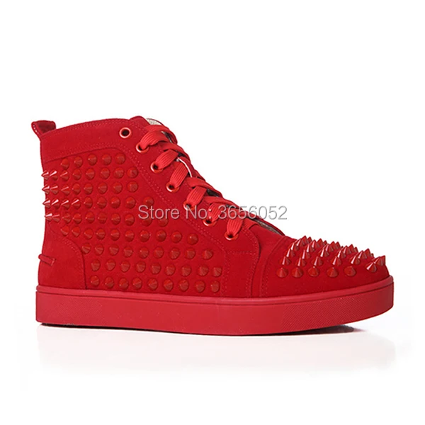 Qianruiti Designer Superstar High Top Sneakers Men Lace Up Flat Ankle Boots Leather Zapatillas Rivet Studded Mens Shoes Casual |