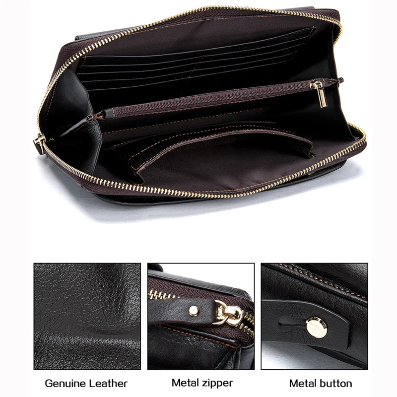 WESTAL Длинный кошелек для паспорта/телефона мужчин пояса из натуральной кожи