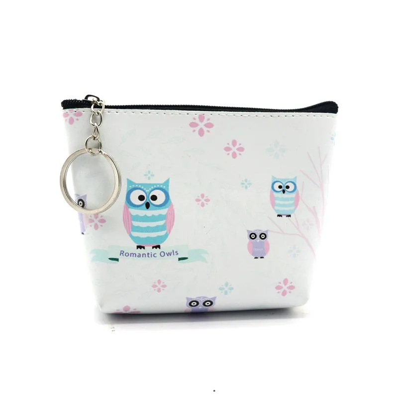 Blue owl С рисунком милой Совы кожа для леди, в стиле ретро, Винтаж небольшое животное, кошелек, клатч на молнии кошелек для девочек portefeuille femme Кошельки для монет - Цвет: Blue owl