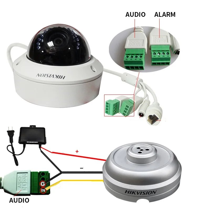 Оригинальный Встроенный микрофон Hikvision для IP-камеры видеонаблюдения запись