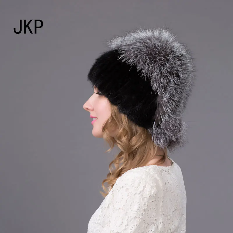 Российские зимние шапки для женщин натуральная норковая меховая шапка с цельным