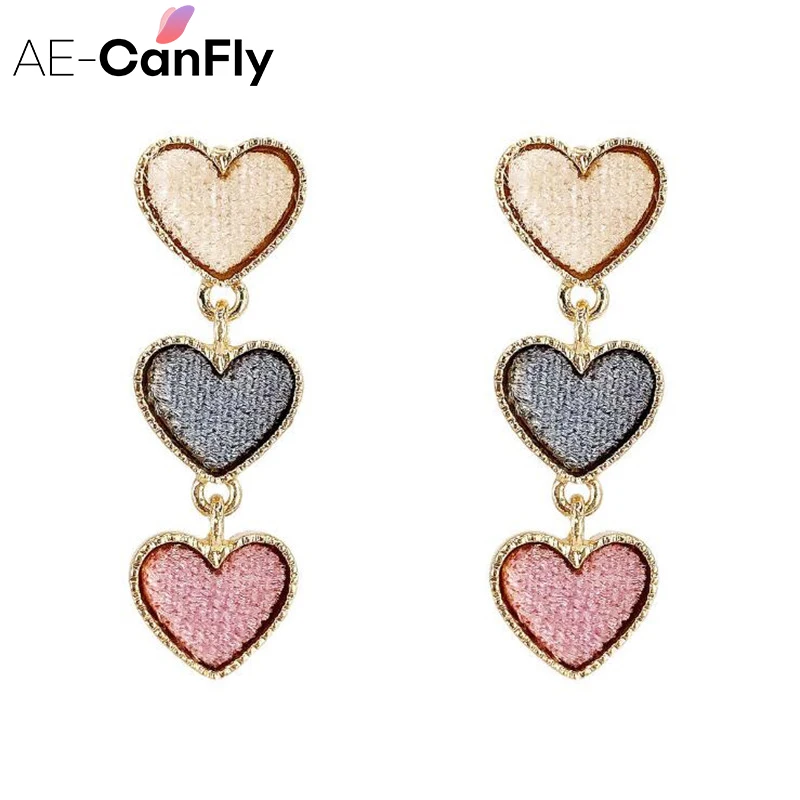 AE-CANFLY 2018 сладкий бархат Любовник Сердце мотаться падение серьги Brincos корейские длинные Серьги Pendientes хороший подарок на Новый год