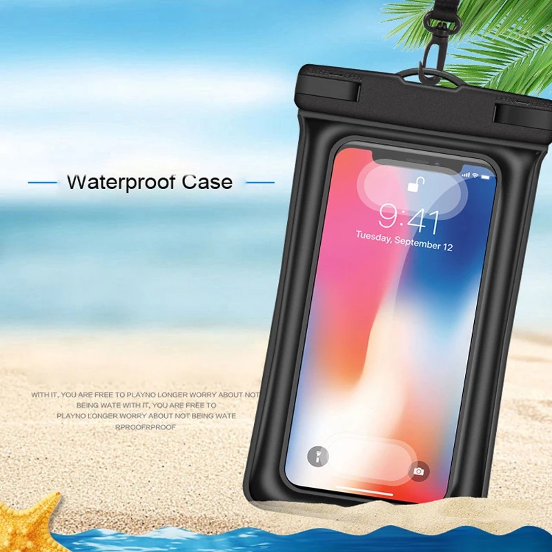 

Oppselve 6'' Universal Waterproof Case For iPhone XS Max Xr X 8 7 6S Samsung S9 S8 Plus Note 9 8 Waterproof Pouch Swimming Black