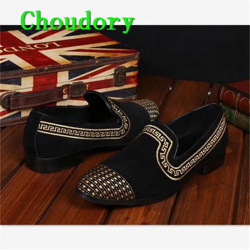 Choudory Вышитые Мужские Туфли Мокасины Кроссовки Твердые Дышащий Указал Свадьба