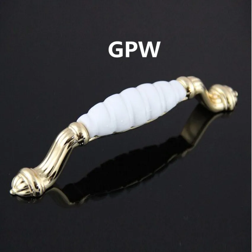 Винтажная Модная золотисто белая мебельная керамическая ручка 128 мм бронзовая