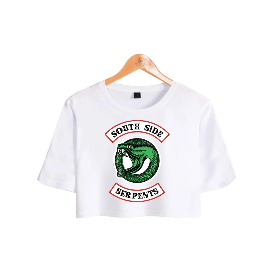 LUCKYFRIDAYF 2018 Riverdale Summer crop top women Sexy Bare Midriff tee Tops Short Sleeve south side serpent | Женская одежда