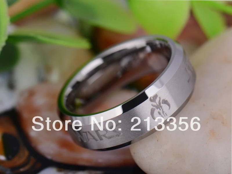Free Shipping UK Russia Brazil USA Hot Selling 8MM Satin Center Star Wars Symbols New Men's Lord Tungsten Carbide Wedding Ring |