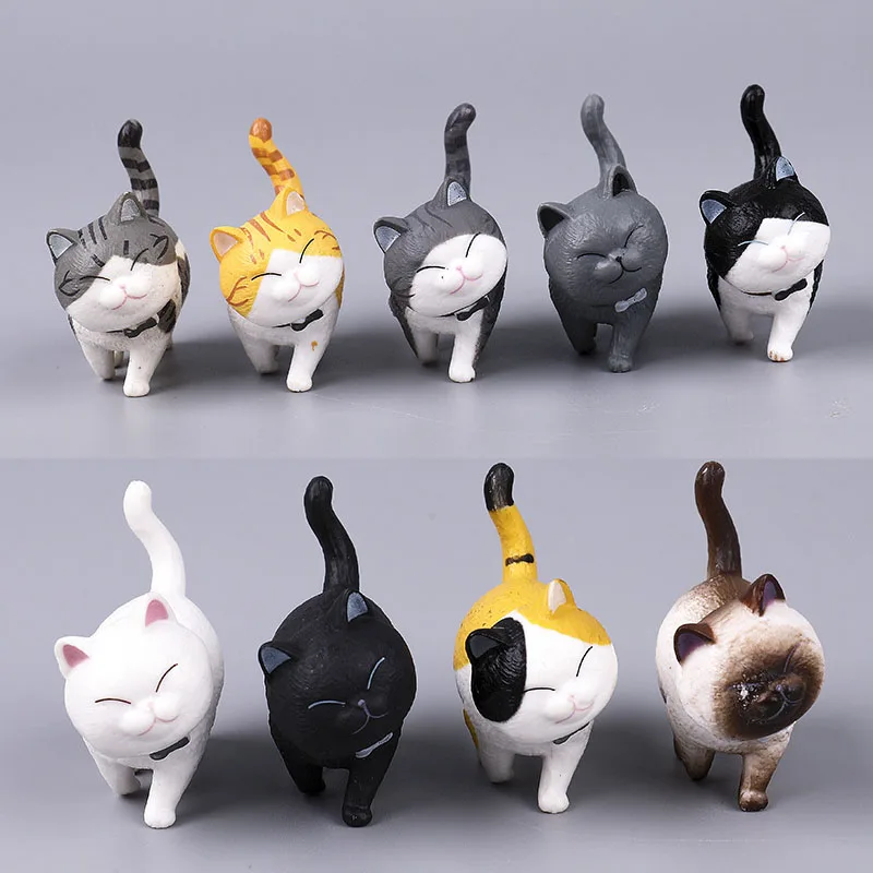 

9 шт./лот мини-игрушки в виде кошек, животные, модель 4 см, домашний декор, пластиковые фигурки, украшения, аксессуары, детские игрушки, подарки