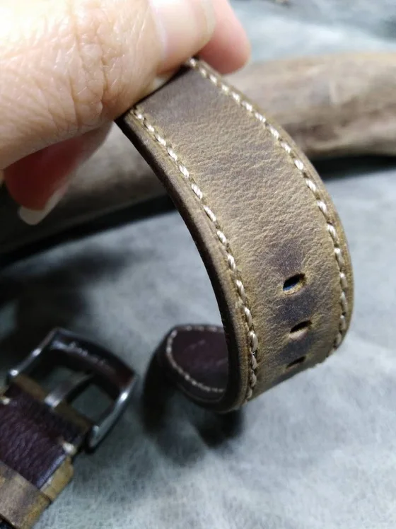 men's Handmade Universal 20 22 mm Quick disassembly vintage leather watchband strap high quality Retro wristband belt bracelet | Наручные