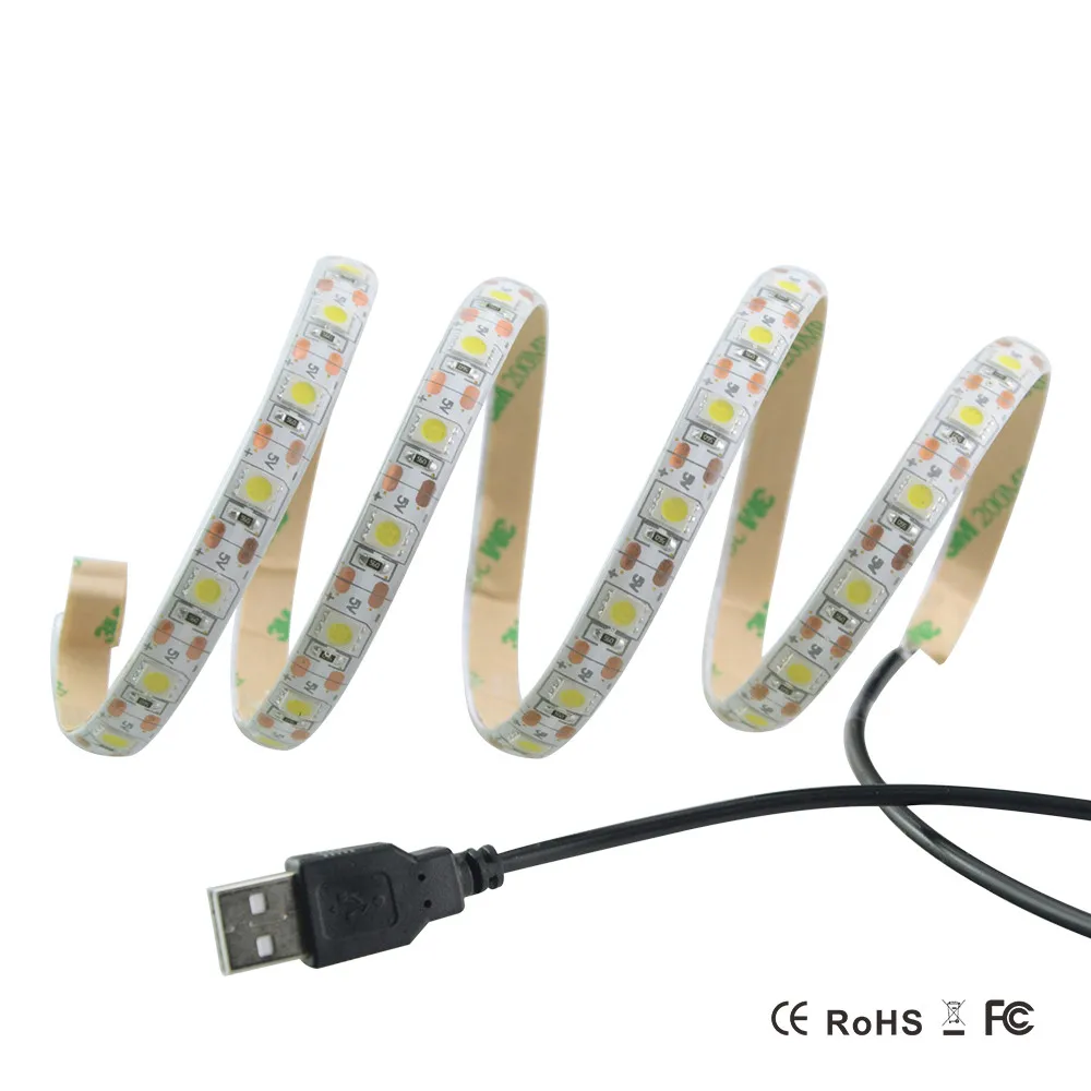 Светодиодная лента 1 м SMD 5050 5 в пост. Тока USB для декора RGB белого/теплого белого