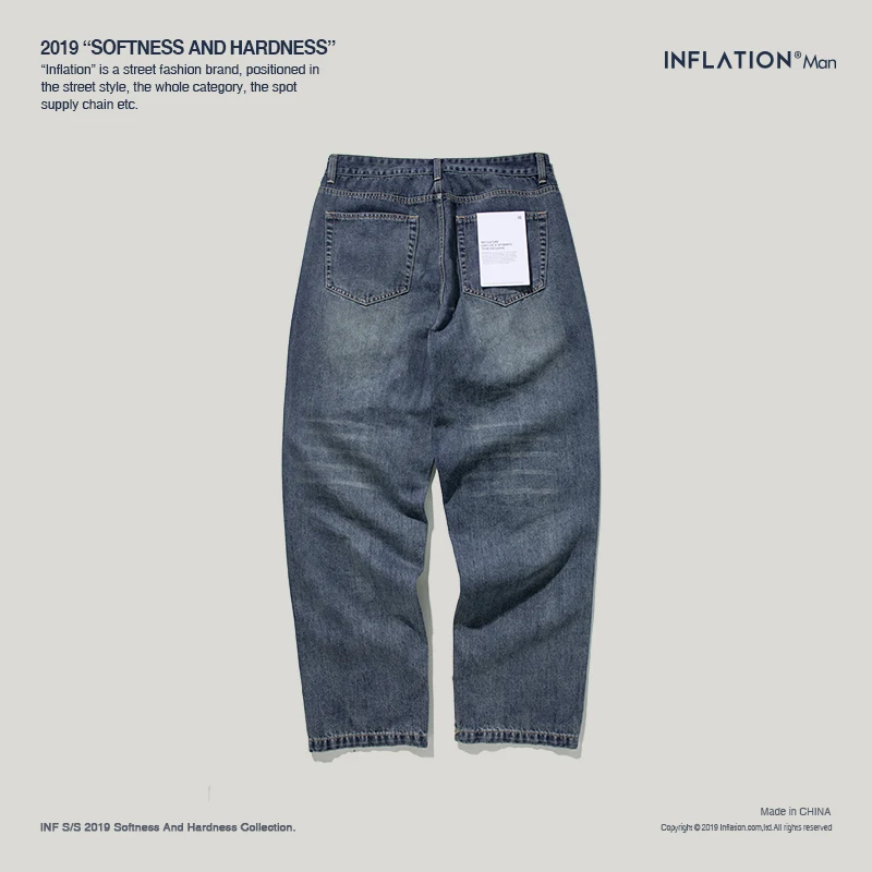 Инфляция 2020 Осень Зима повседневные джинсы мужские уличные брюки с рюшами Синий