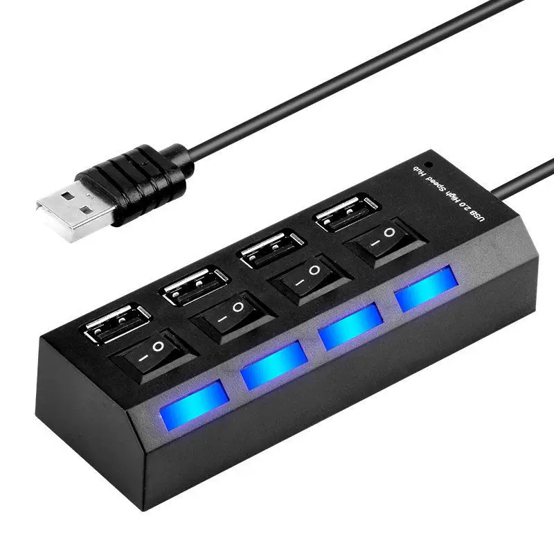 Basix 4 порта USB концентратор 2 0 высокоскоростной Разветвитель LED с переключателем
