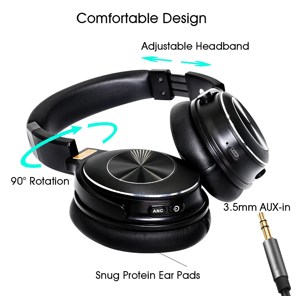 Наушники Ralyin с активным шумоподавлением Bluetooth наушники микрофоном глубокий бас