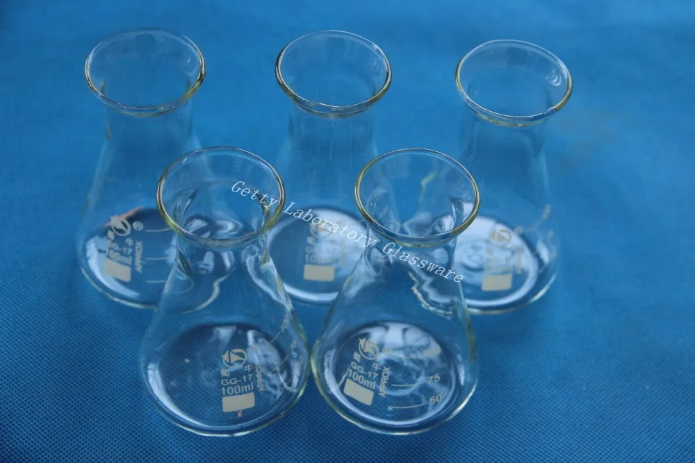 

100 mL Conical Flask, Erlenmeyer flask , with wide mouth, 5pcs/lot,,borosilicate glass 3.3 material laboratory glassware