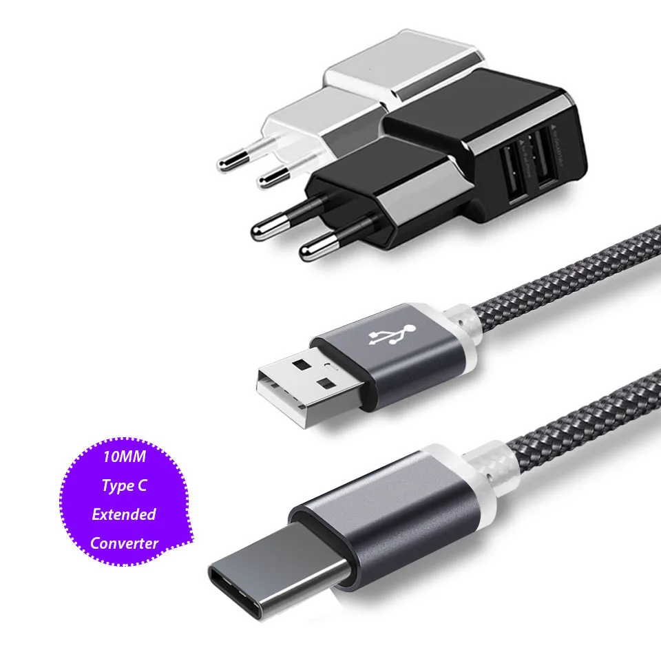 Удлиненный зарядный кабель USB Type C 10 мм для Blackview BV9000/Pro Oukitel K10000 Max|Кабели мобильных