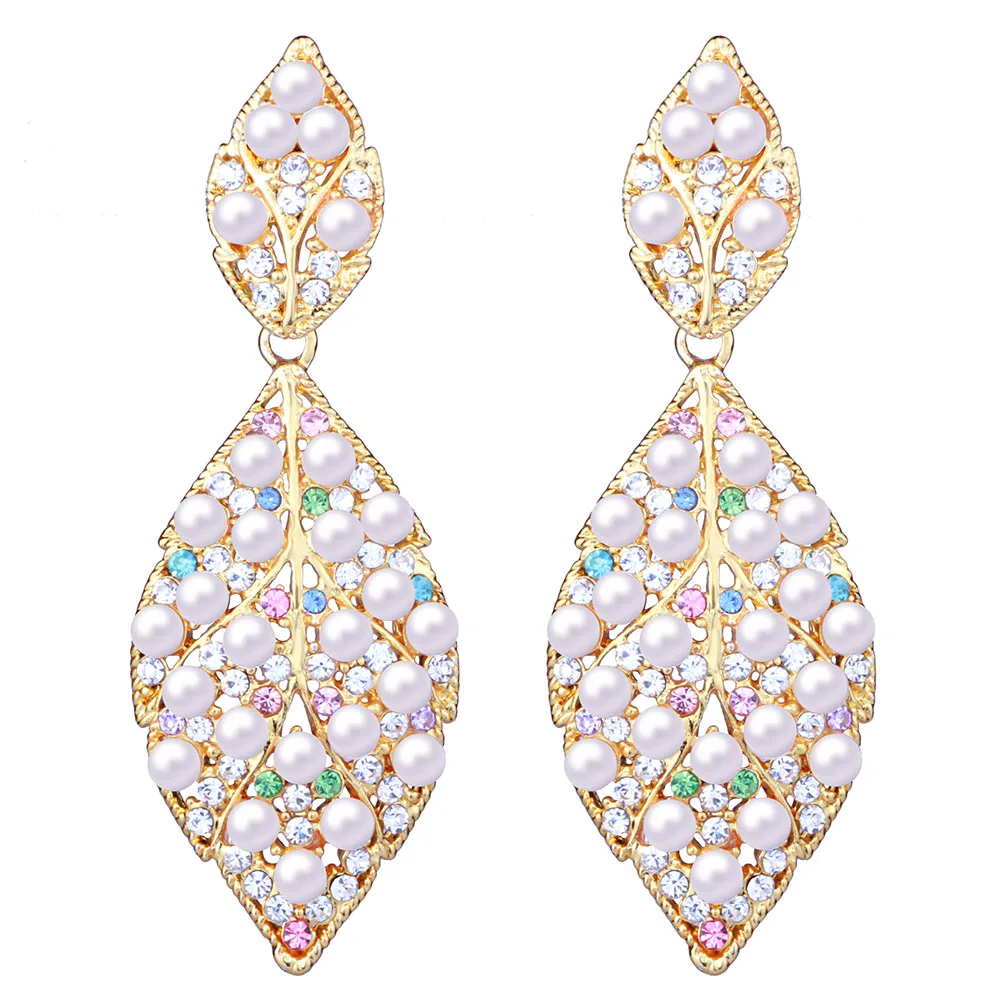 

FARLENA Trendy Elegant Created Simulated Pearl Long Earrings Pearls String Statement Drop Earrings For Wedding Party Gift ER141