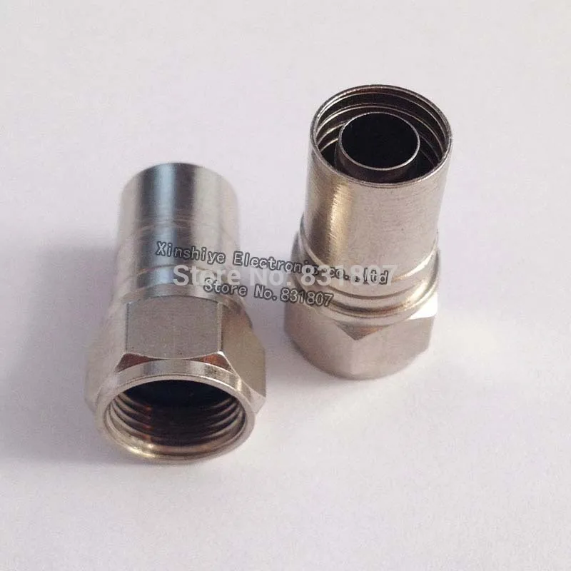50PCS copper RG6 cone-shape Crimp f connector Hex F-Type Connector Adapter coaxial cable f-type plug | Обустройство дома