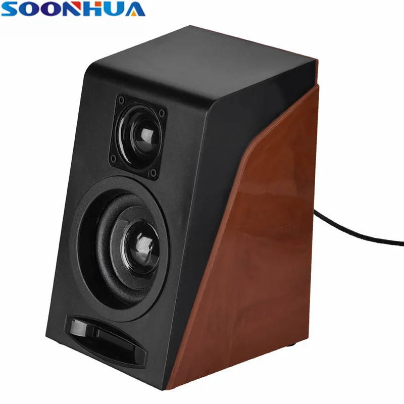 Прочные пластиковые деревянные динамики SOONHUA USB Проводные колонки AUX 3 5 мм для
