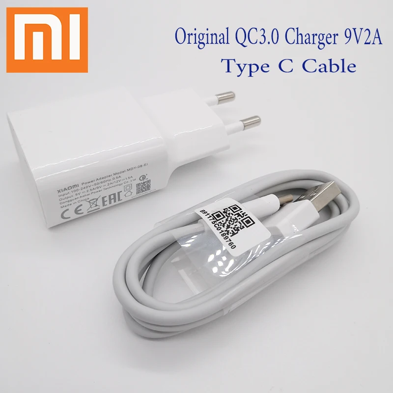 Оригинальный XIAOMI Зарядное устройство EU Plug QC3.0 Быстрая Зарядка адаптер 5В 2.5A/9V 2A