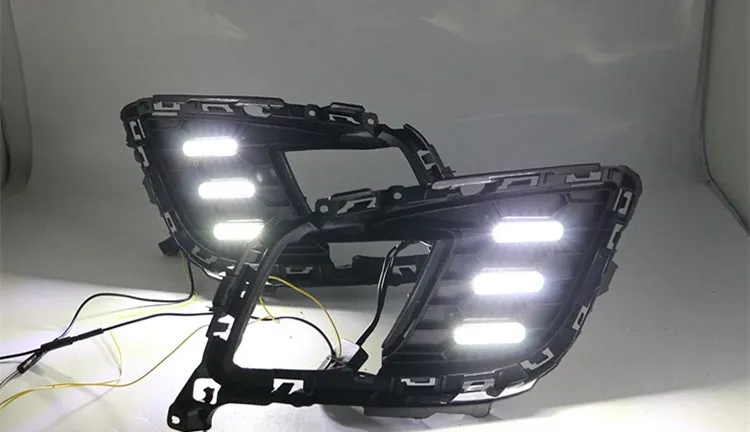 Qirun led drl Дневной ходовой светильник для Mazda 6 2010 с динамическим движущимся желтым поворотником и синим ночным ходовым светильник