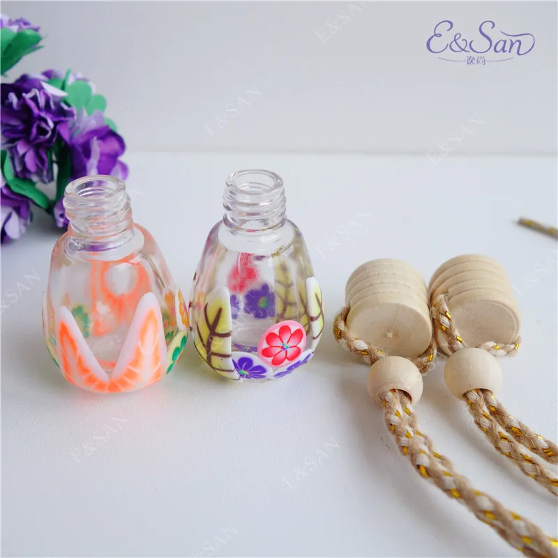 

RGB37-8ML boutique half a pack of clay perfume glass bottle car pendant car ornaments 100pcs/lot