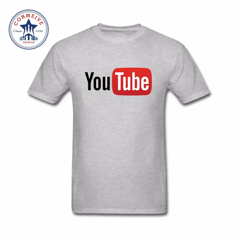 Новинка смешной Youtube Логотип черного цвета с рисунком хлопковая футболка для
