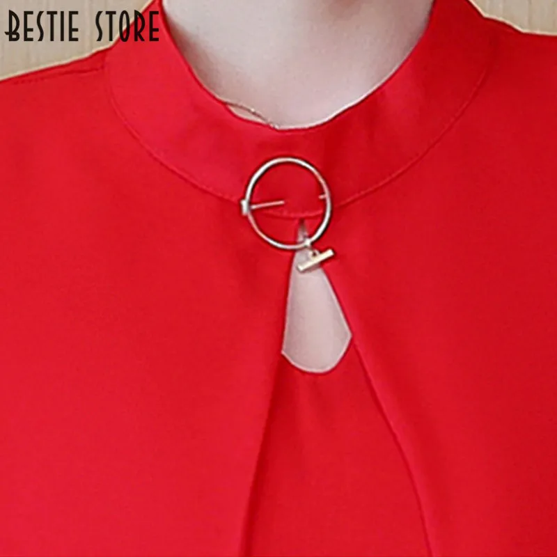 Женские топы и блузки офис белый воротничок рубашки Новые однотонные ruffled top