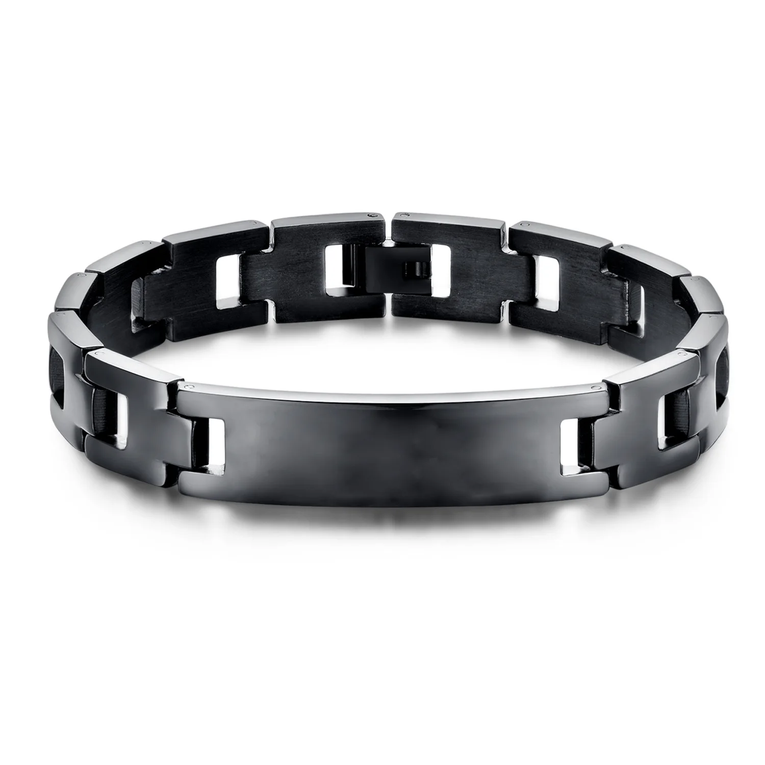 

2018 New Stainless Steel Thick Bracelet Black Cross English Bible Adjustable Bracelet for Men Special Gifts
