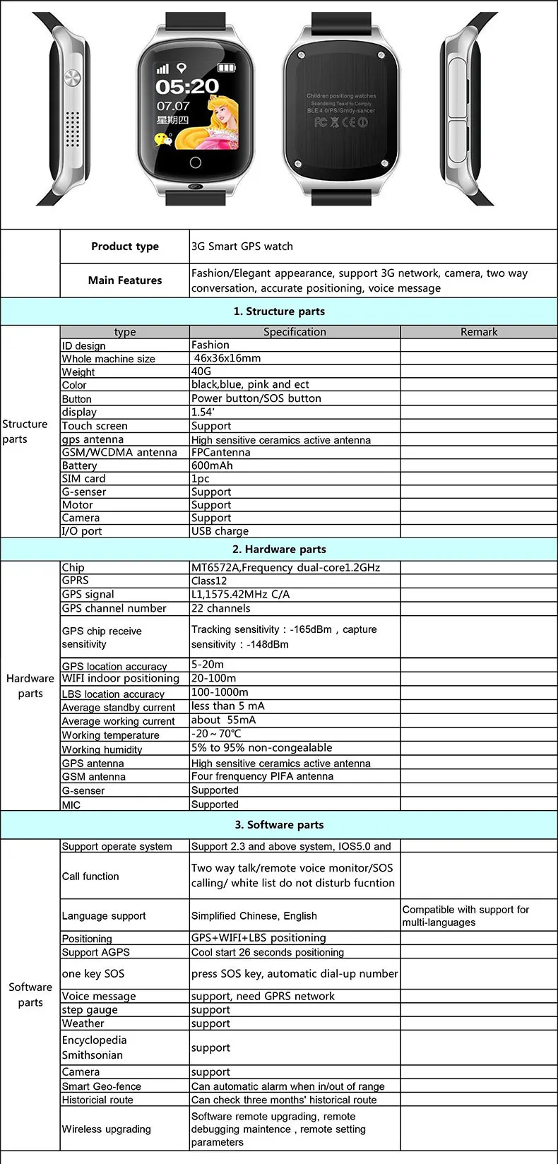 3G Смарт GPS трекер часы Поддержка GPS WIFI lbs найти SOS камера для детей пожилых людей Finder Smartwatch IOS Android APP