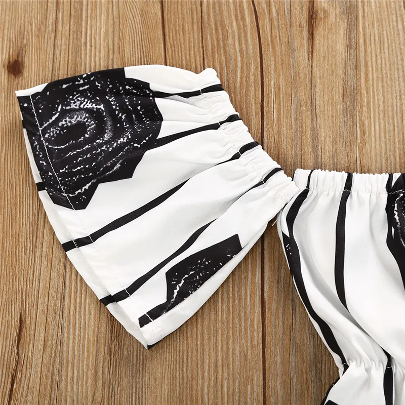 2 шт. блузка с открытыми плечами и шорты в полоску|Комплекты одежды| |