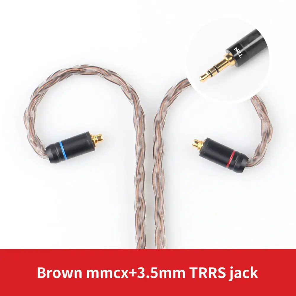 Brown 3.5MM MMCX AK лампа указателя T2 16 Core с серебряным покрытием обновления HIFI кабель 3,5/2,5/4,4 мм разъем MMCX/2Pin разъем для лампа указателя V80/V30/IM1/IM2/X6 олова T2 - Цвет: Brown 3.5MM MMCX