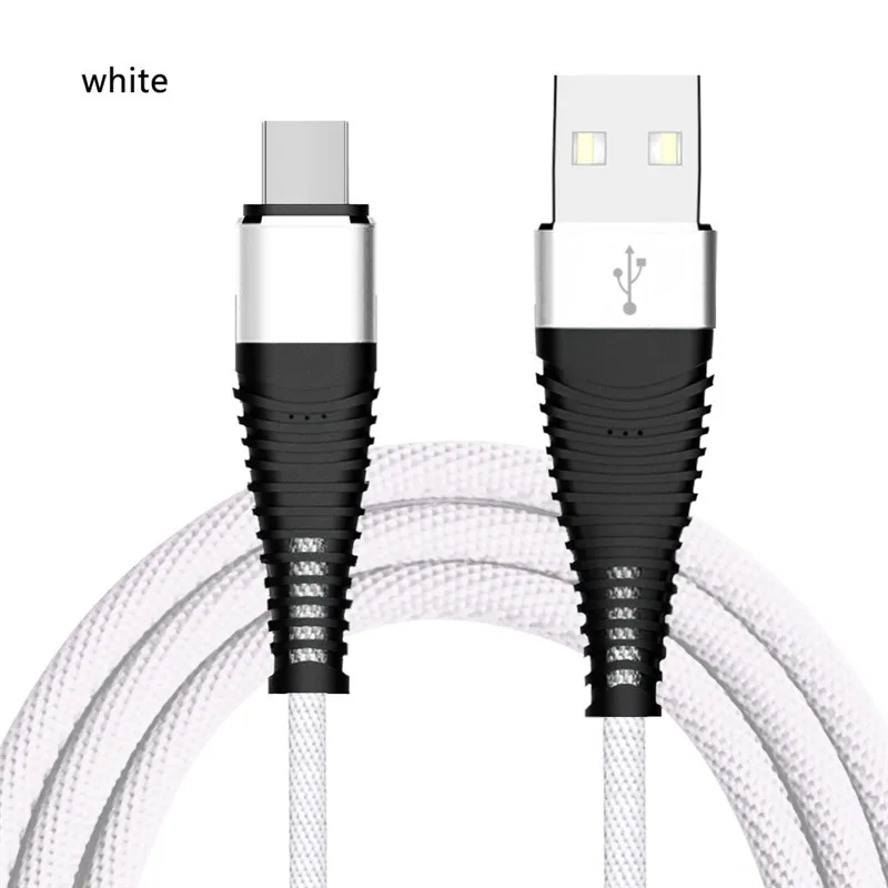 Type-C USB кабель для передачи данных для мобильного телефона 1 метр Быстрая зарядка нейлоновый USB кабель для зарядки мобильного телефона адаптер для мобильного телефона Cabl - Цвет: White