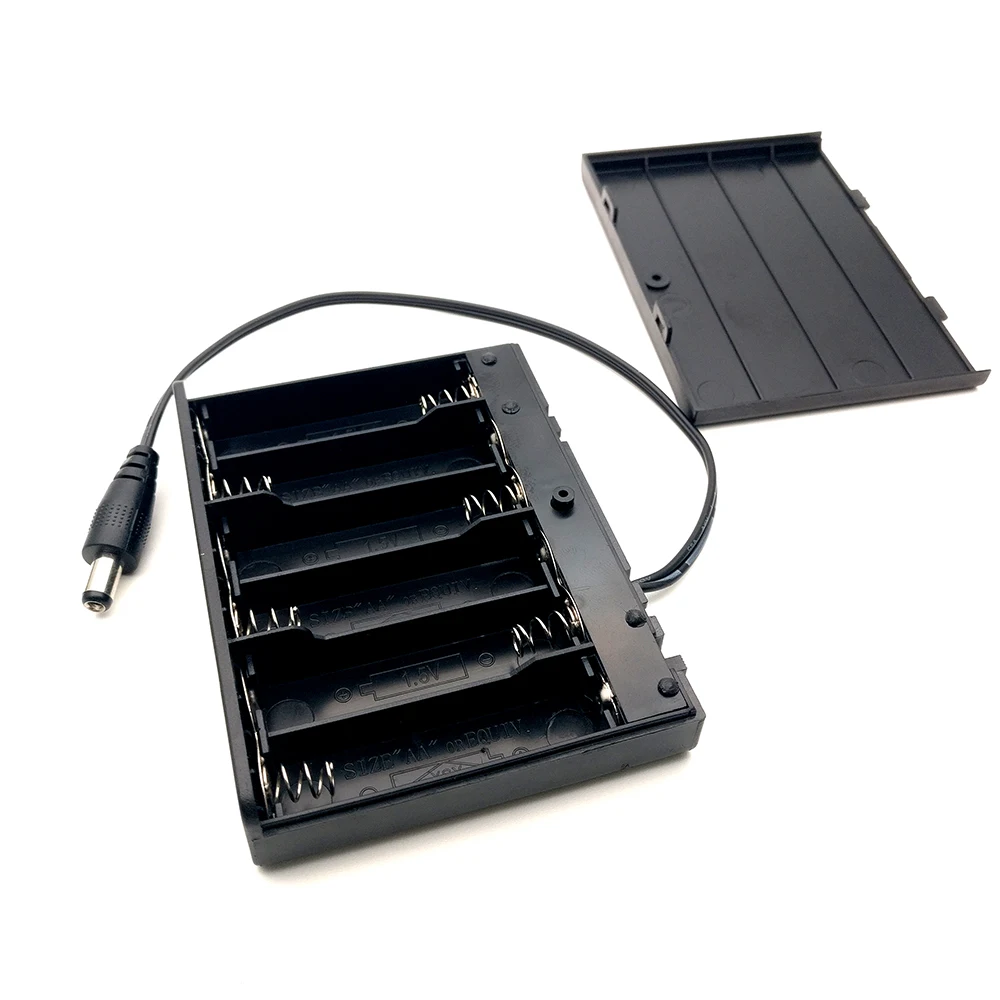 

1PC 9V 6AA battery holder case with ON OFF switch DC 5.5*2.1mm jack plug