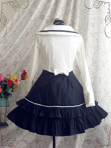 

College style sweet lolita dress Sailor navy style bowknot sleeveless victorian dress gothic lolita jsk kawaii girl loli cos