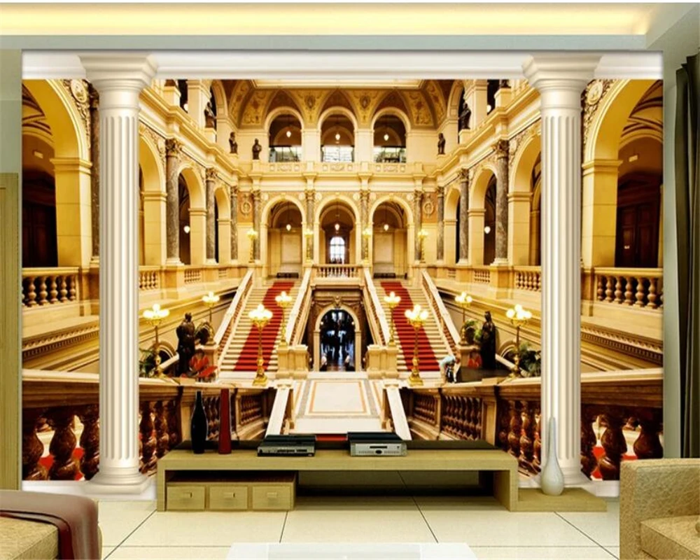 

beibehang Custom wallpaper 3d mural Roman column architecture sofa background wall living room bedroom hotel wallpaper 3d mural