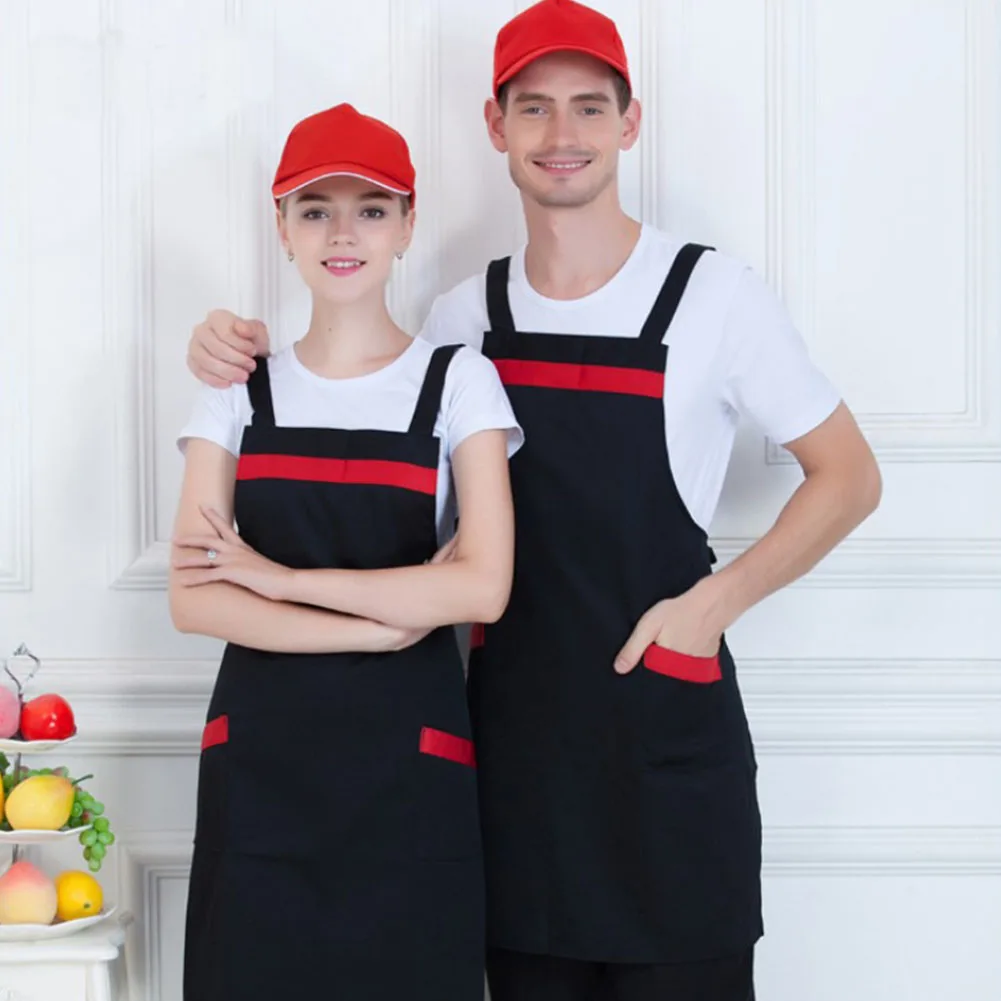 Women Men Wrinkle Resistant All Match Kitchen Restaurant Dining Baking Multipurpose Waiter Apron Household With Pockets Cooking | Дом и сад